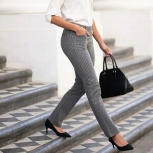 NWT Betabrand Silver Gray Pinstripe Dress Pant Yoga Pants- size M